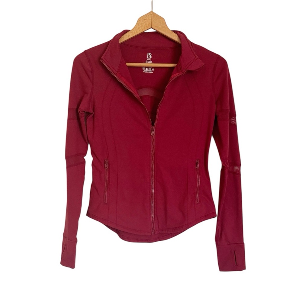 Buffbunny Burgundy Front Zip Mesh Panel Yoga Workout Activewear Jacket size S